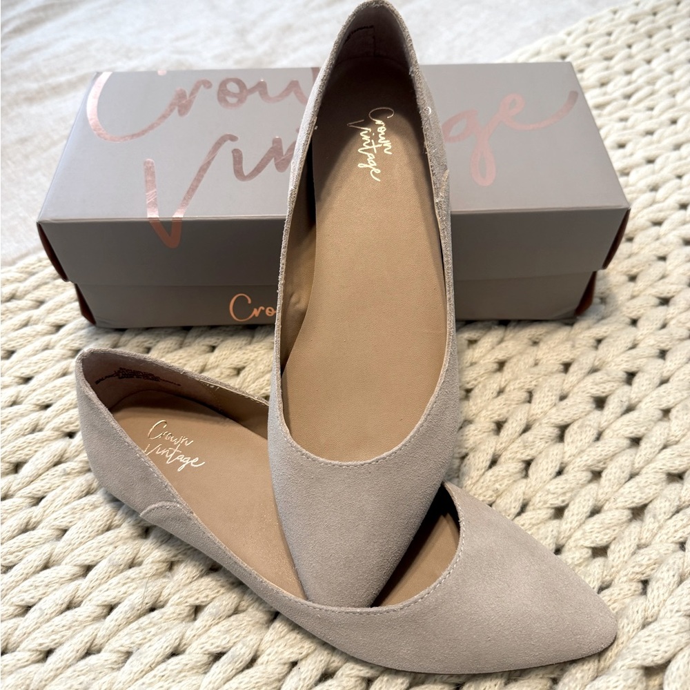 Crown Vintage Dalton Taupe Grey Ballet Flats 8.5